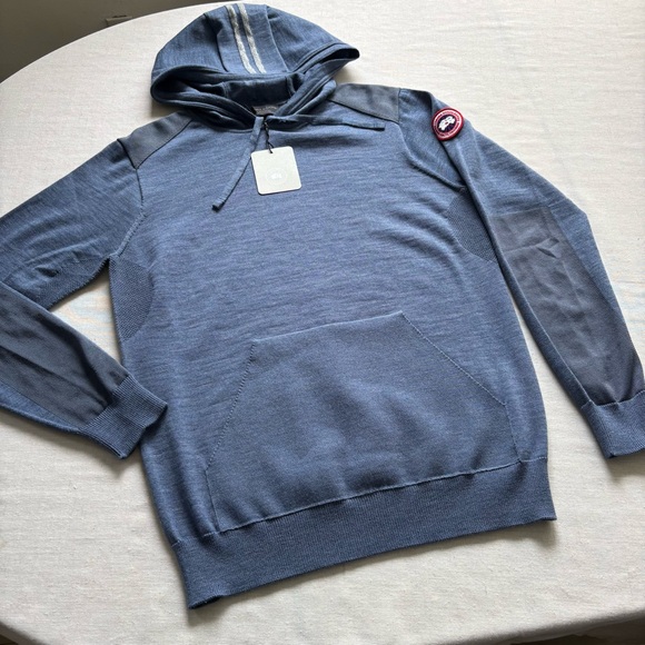 NWT Canada Goose Amherst Hoodie Men’s M Ozone Blue Heather 100% Wool - Picture 1 of 14